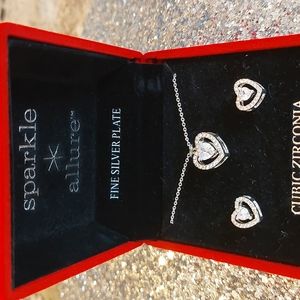 Sparkle Allure Heart Pendant/Earring set